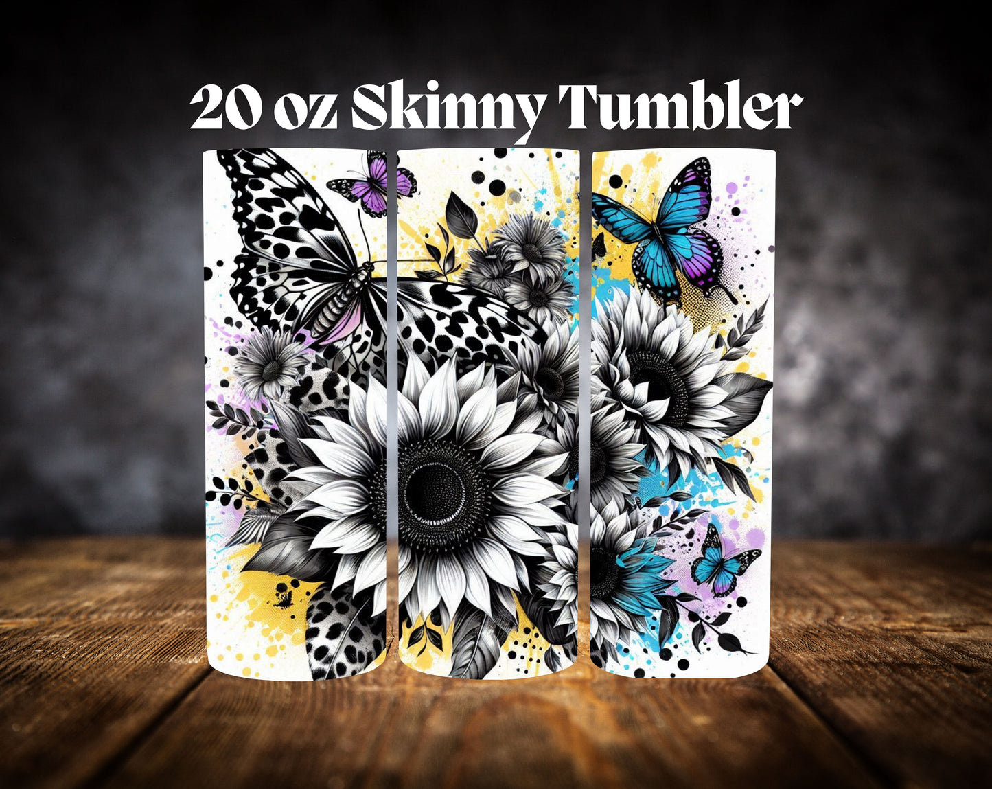20oz Tumbler- Flower Butterfly