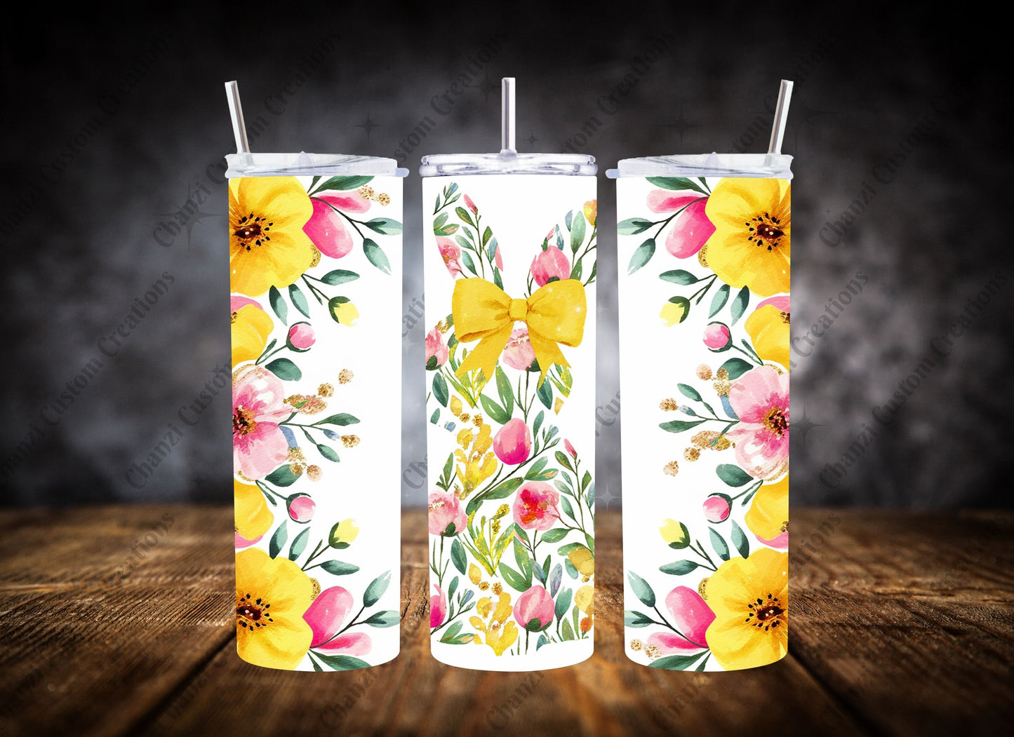 20oz Tumbler Floral Easter Bunny Set #1
