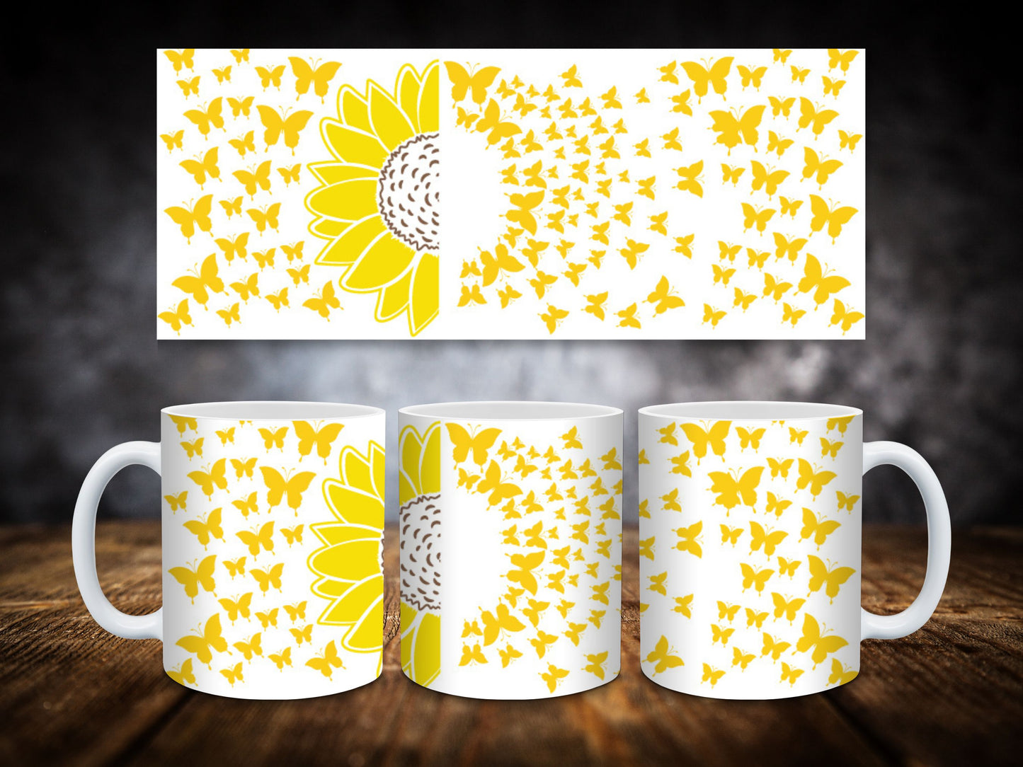 Coffee Mugs Butterfly Sunflower