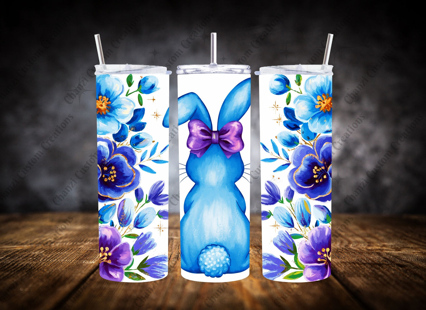 20oz Tumbler Floral Easter Bunny Set #1