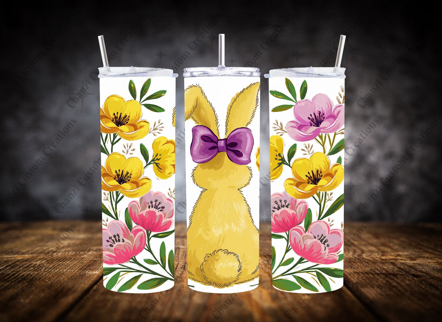 20oz Tumbler- Floral Easter Bunny Set #2