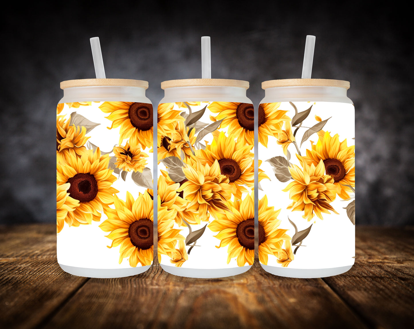 Glass Can-Yellow Sunflowers