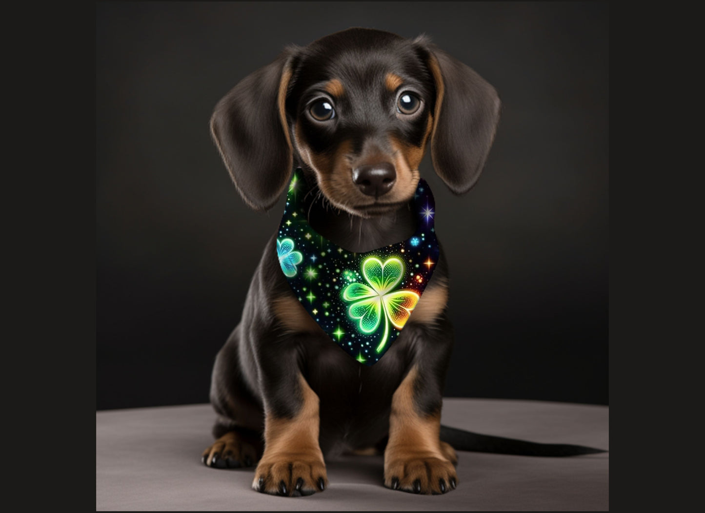Dog Bandana-Neon Clover Print