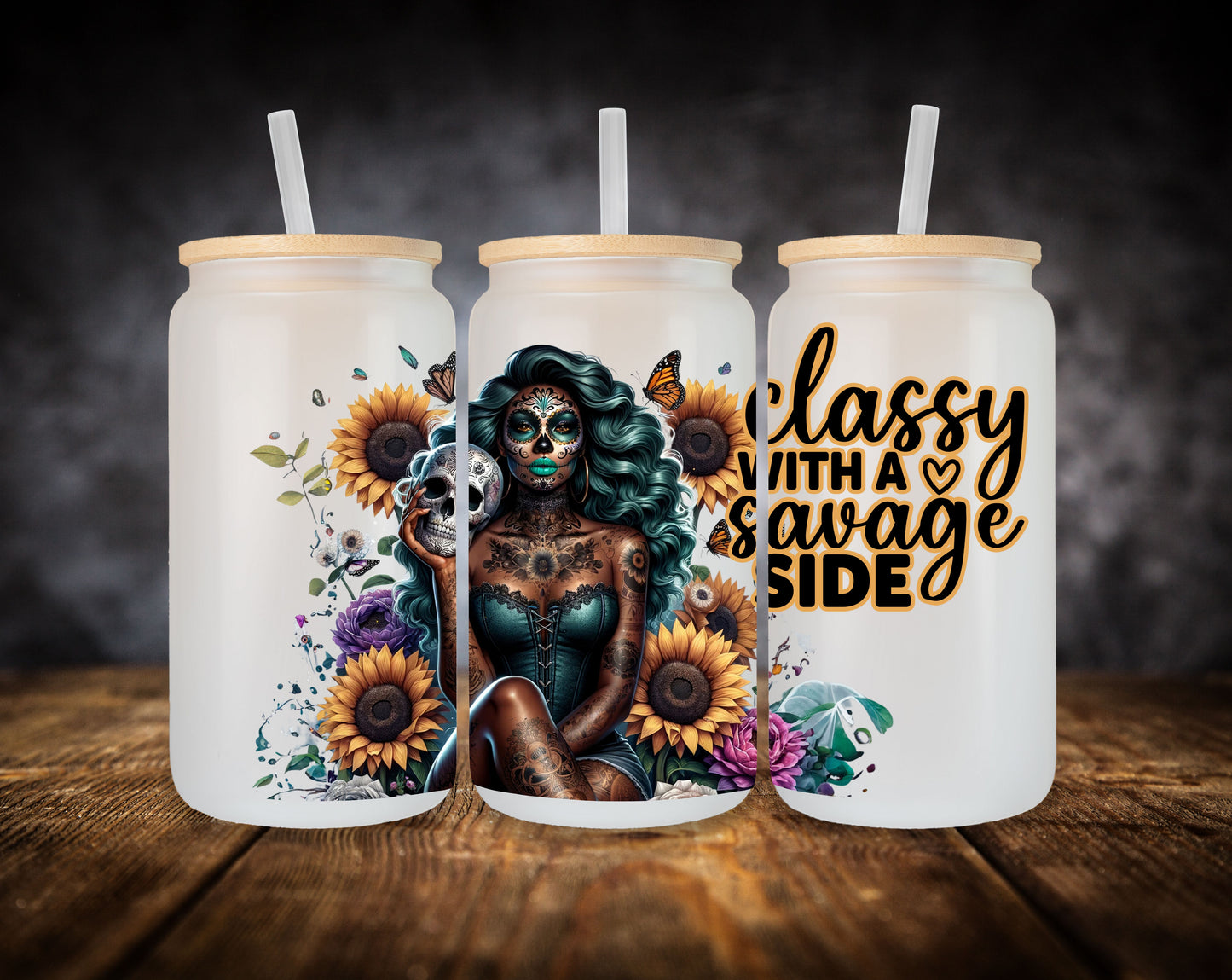 Glass Can- Girl-Sugar Skull-Classy With A Savage Side