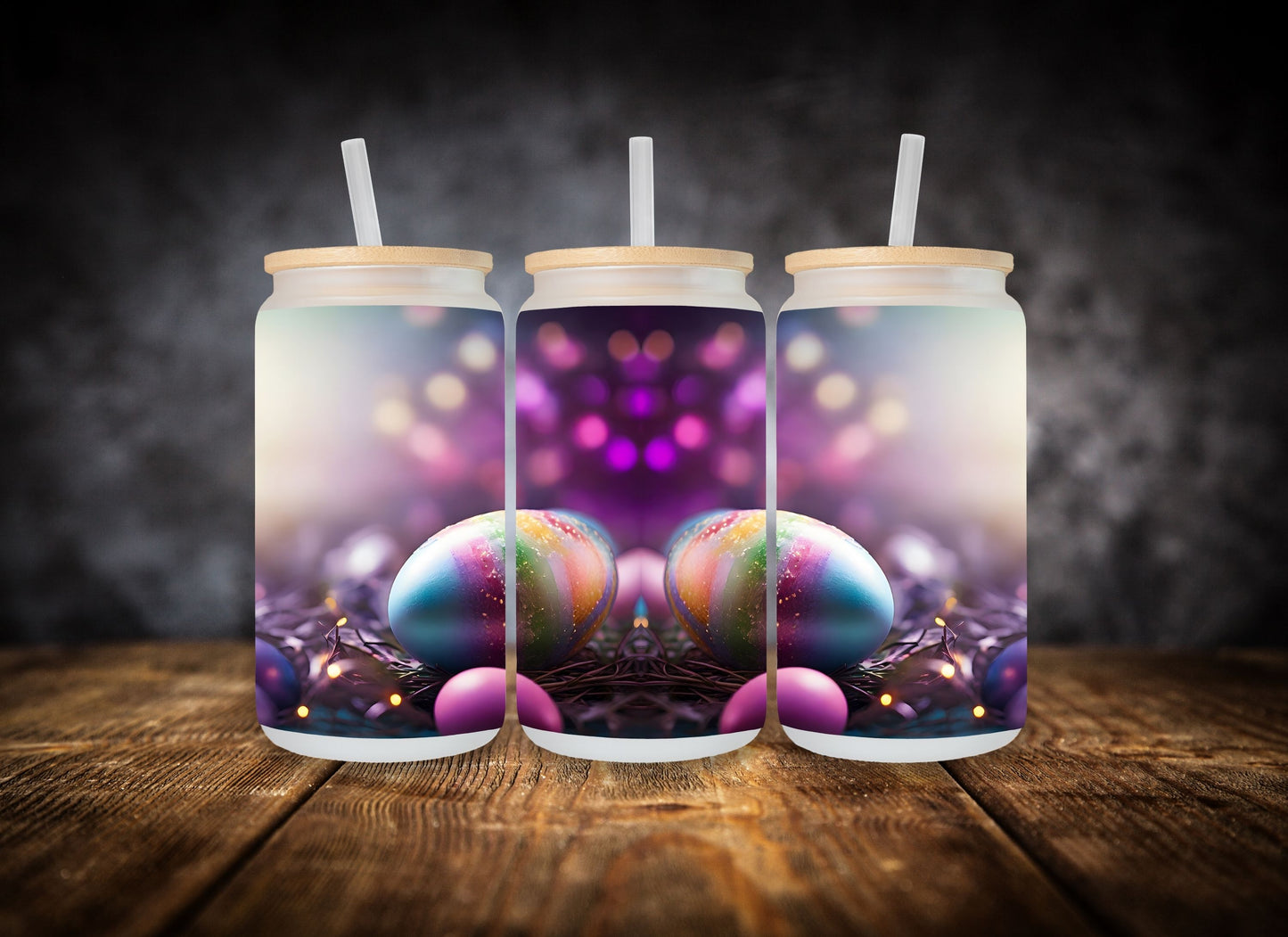 Glass Can- Graphic Easter Eggs