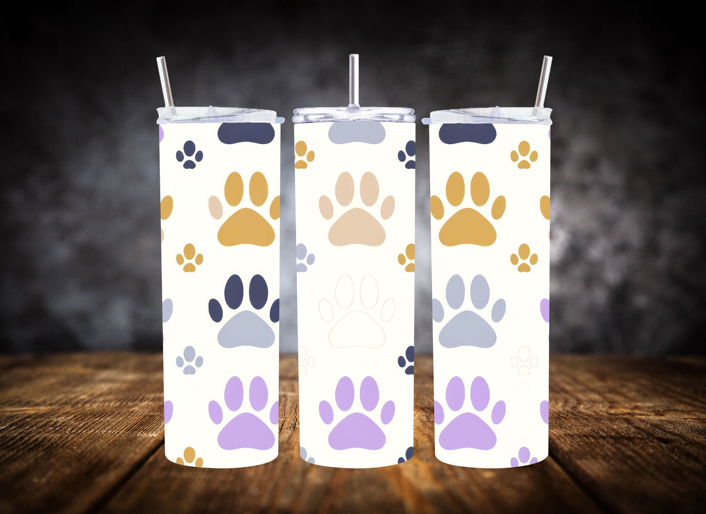20oz Tumbler Colorful Paw Print Collection