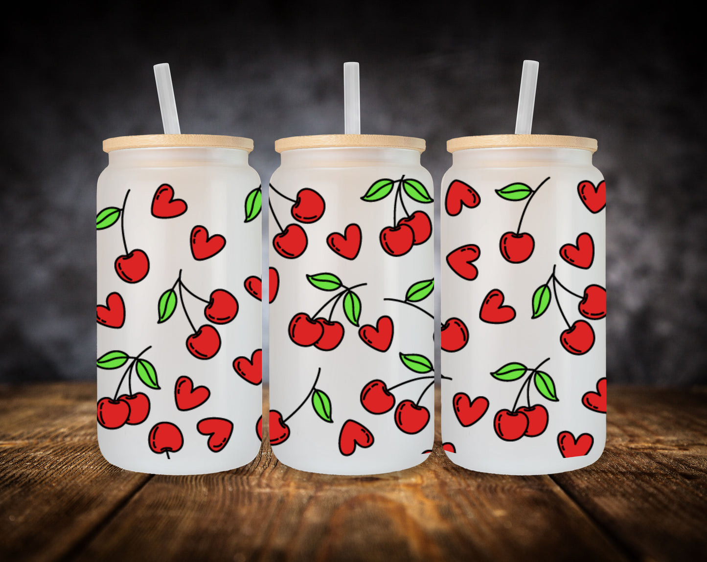Glass Can- Heart Cherries