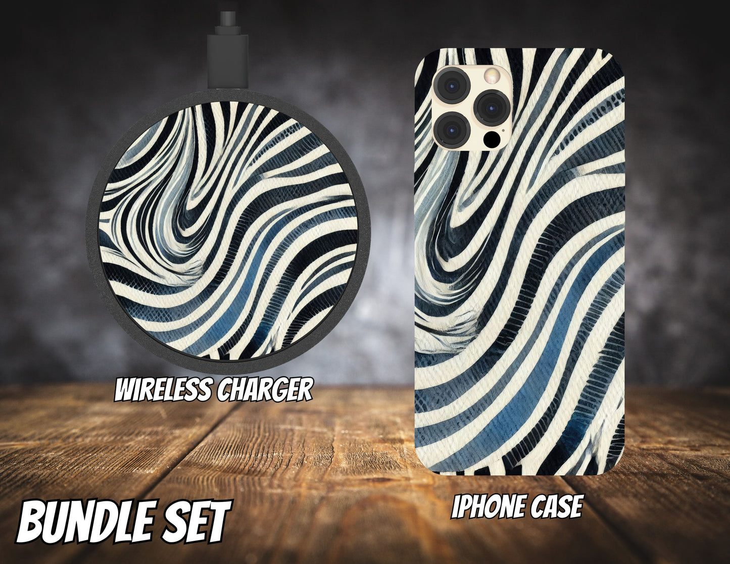 Matching iPhone Case and Wireless Charger- Animal Print Collection