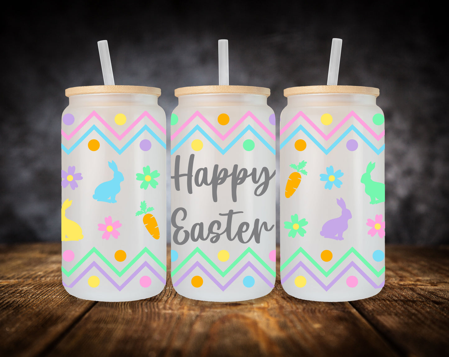 Glass Can- Easter Themed