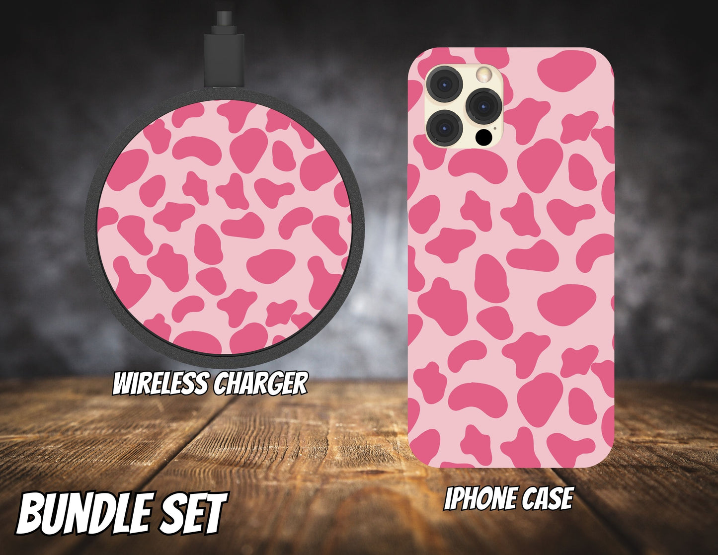 Matching iPhone Case and Wireless Charger- Animal Print Collection