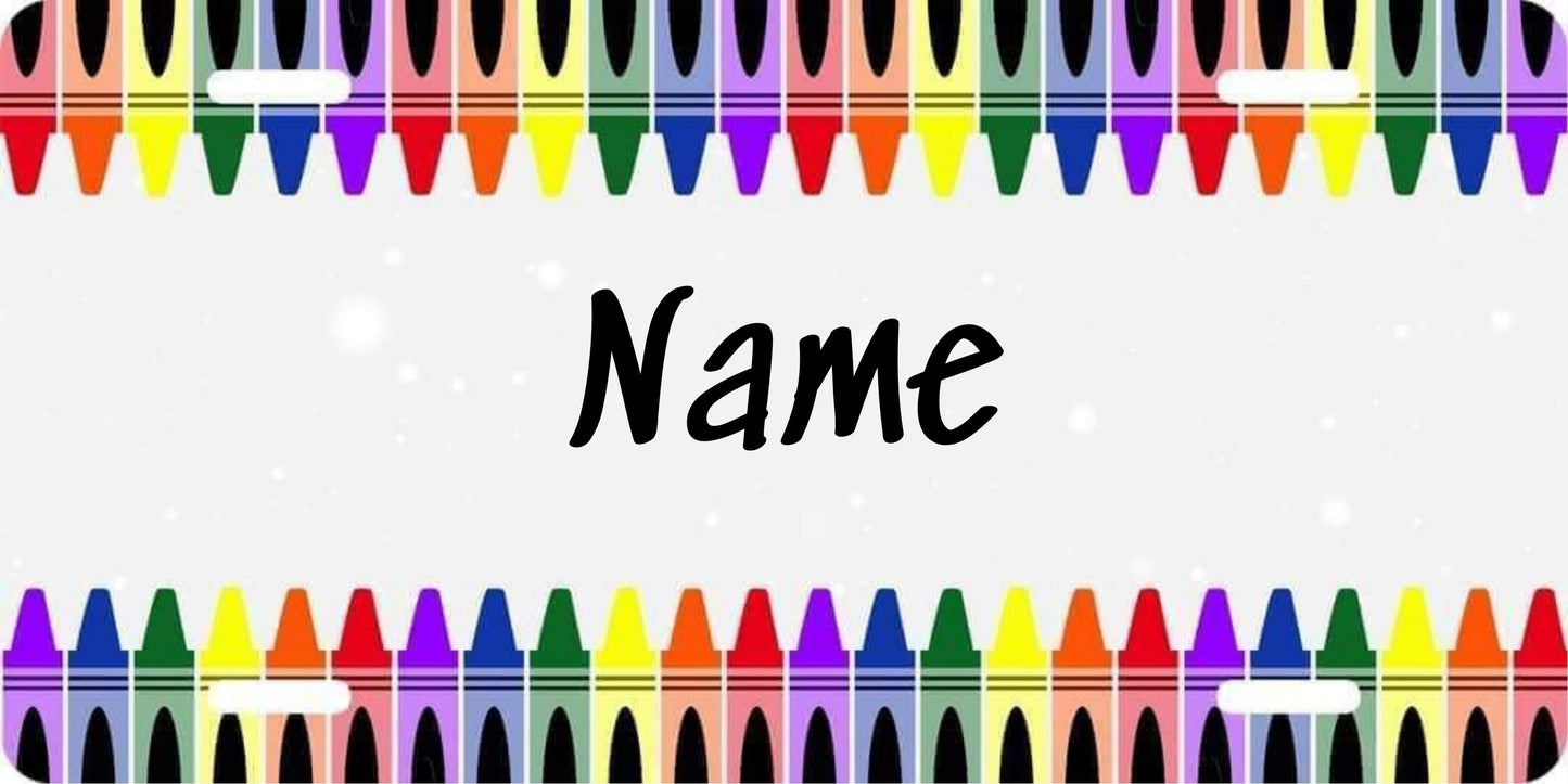 License Plate Teacher/School Crayons W/Name