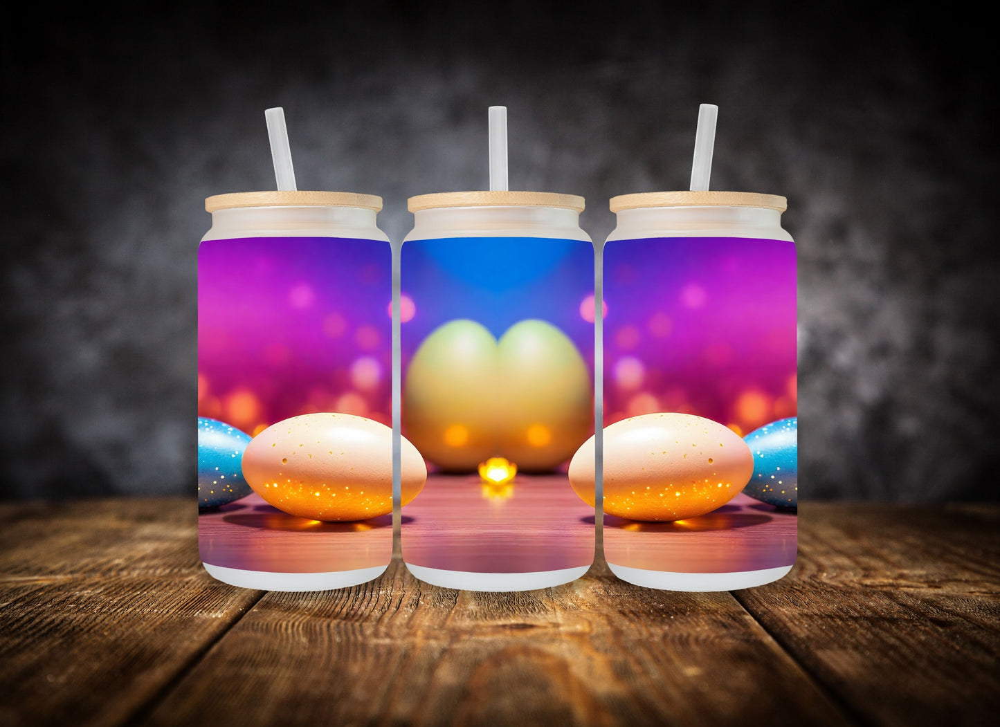 Glass Can- Graphic Easter Eggs