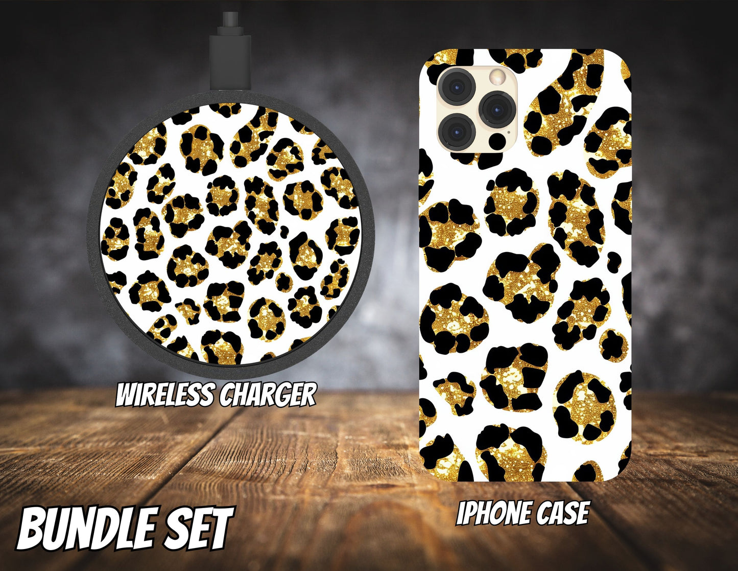 Matching iPhone Case and Wireless Charger- Animal Print Collection