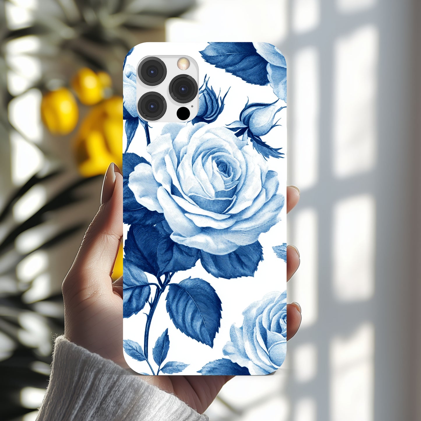 iPhone Case Blue Toile Flowers