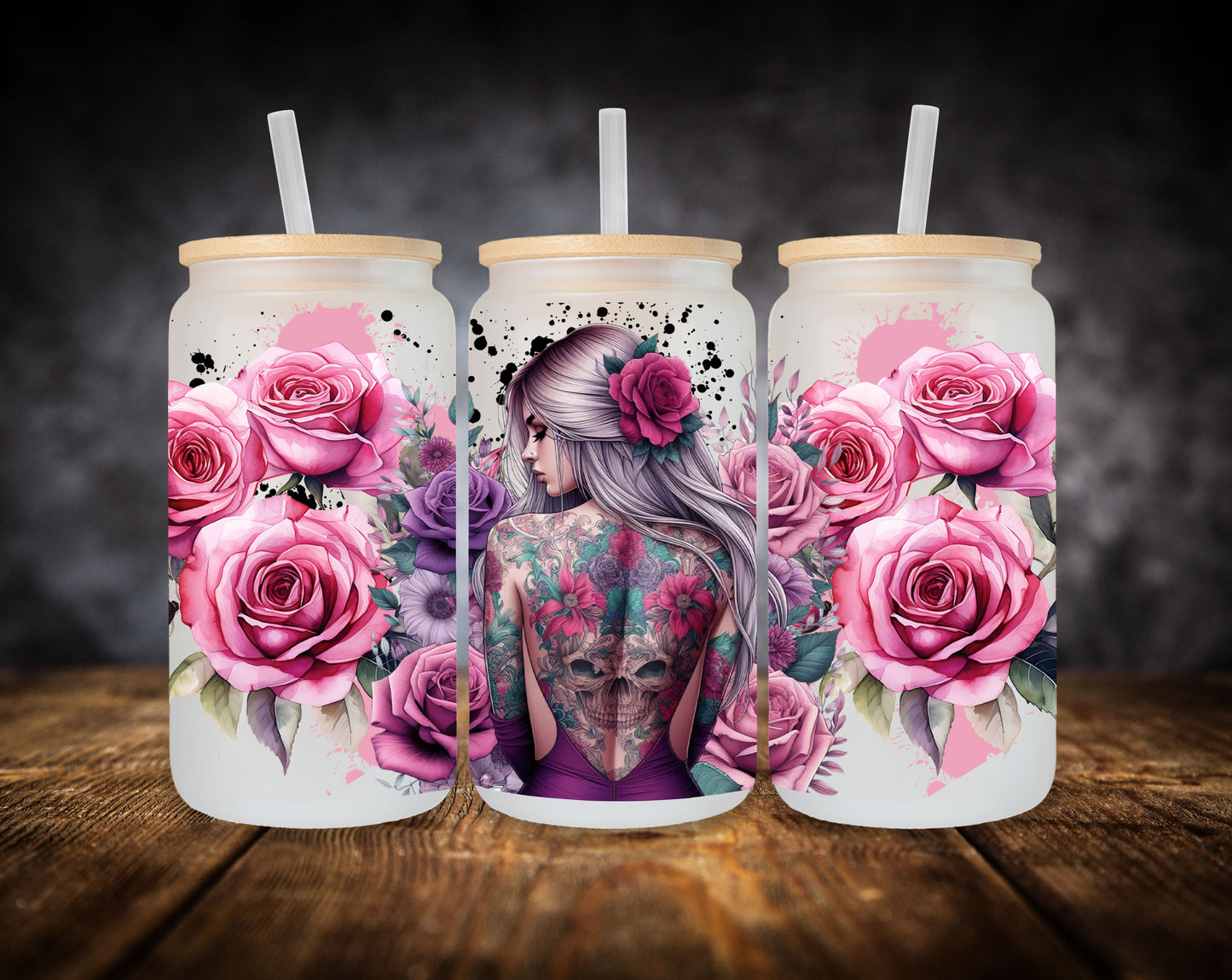Glass Can-Girl-Back Tattoos