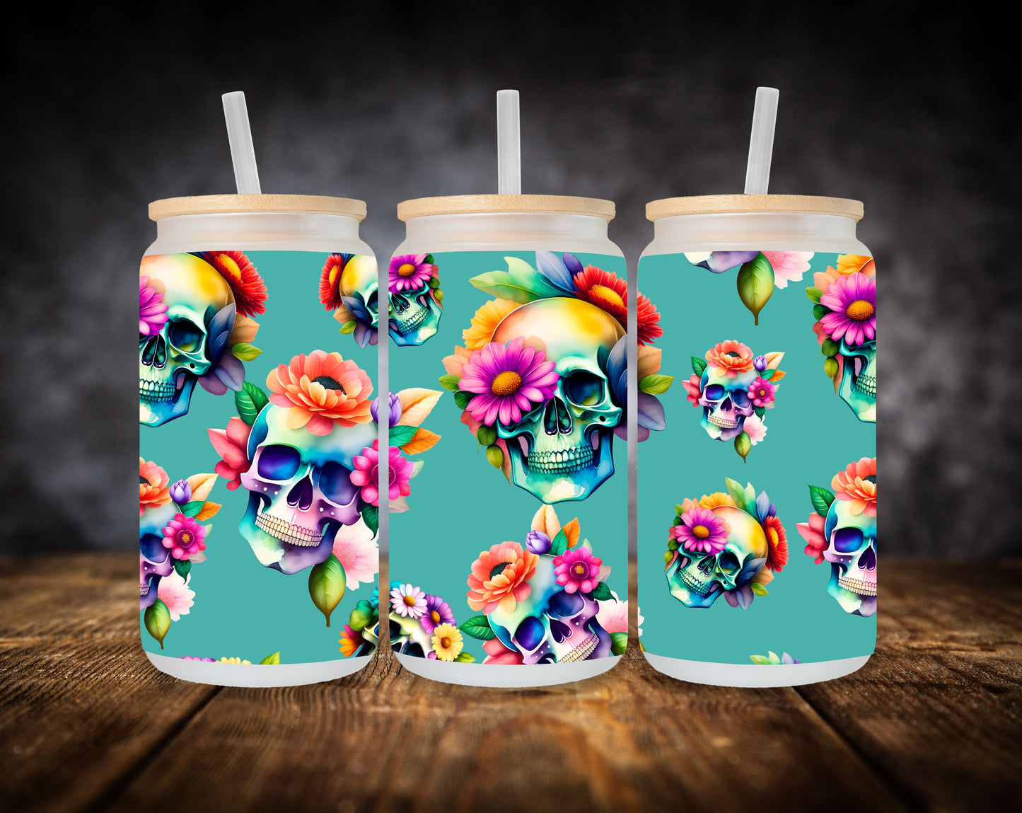 Glass Can- Sugar Skulls