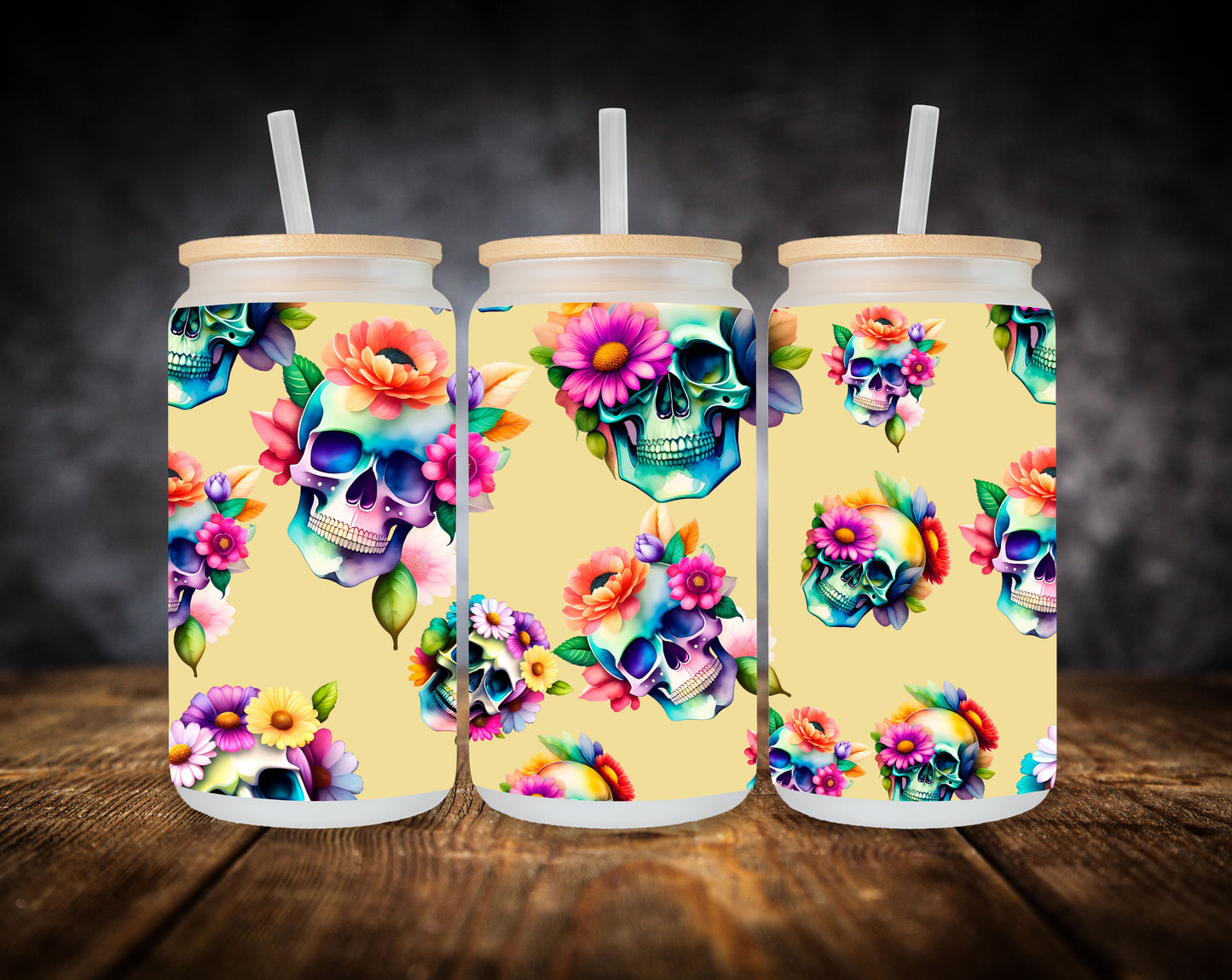 Glass Can- Sugar Skulls
