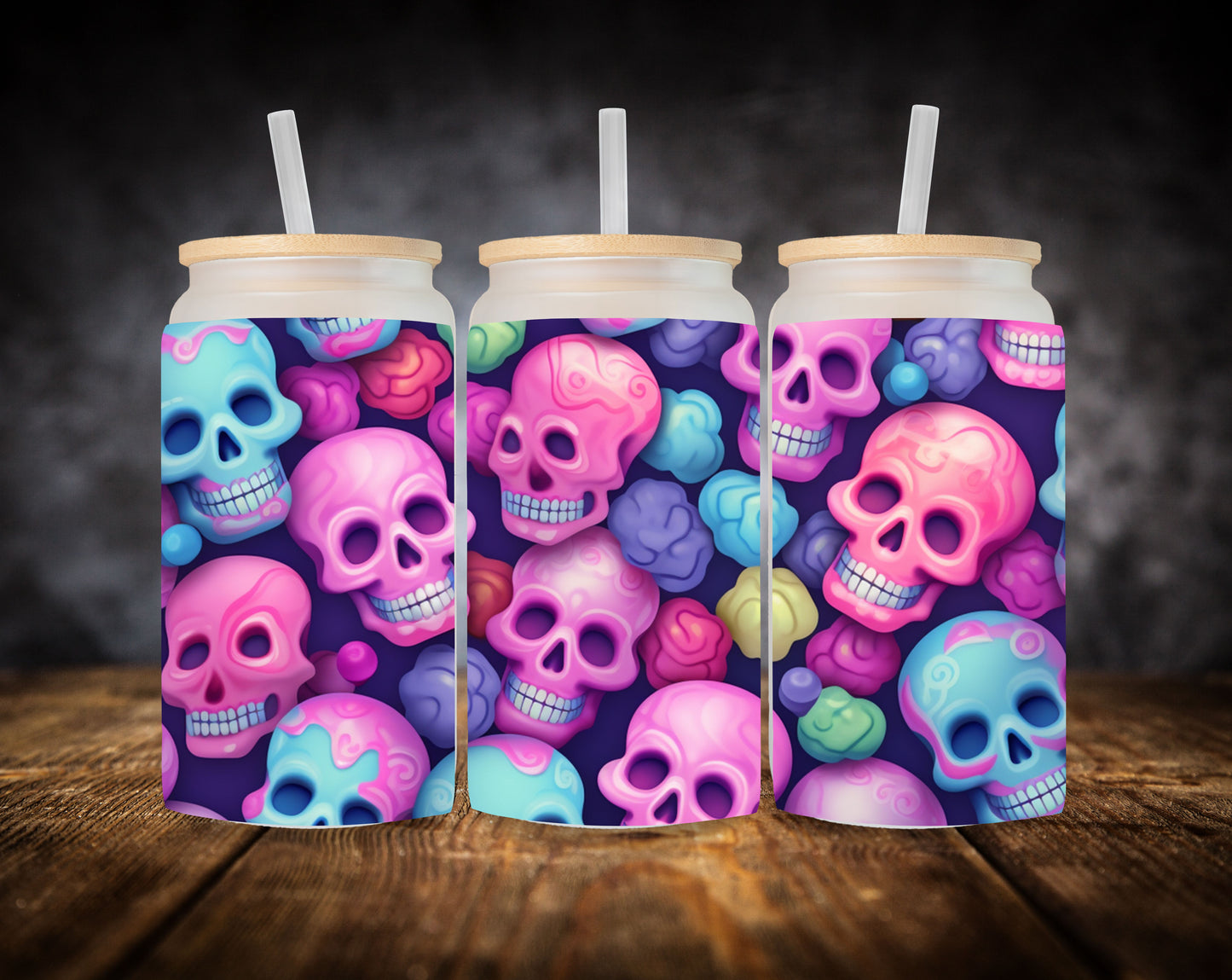Glass Can- Sugar Skulls