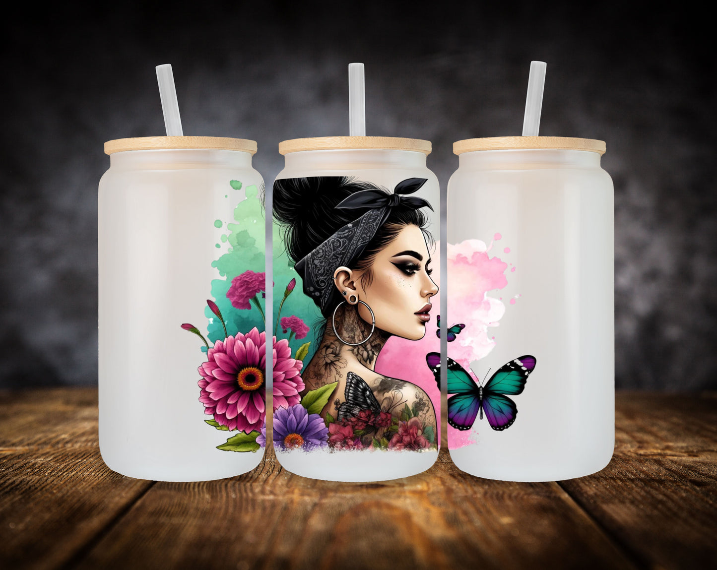 Glass Can- Girl-Tattoos and Bandana