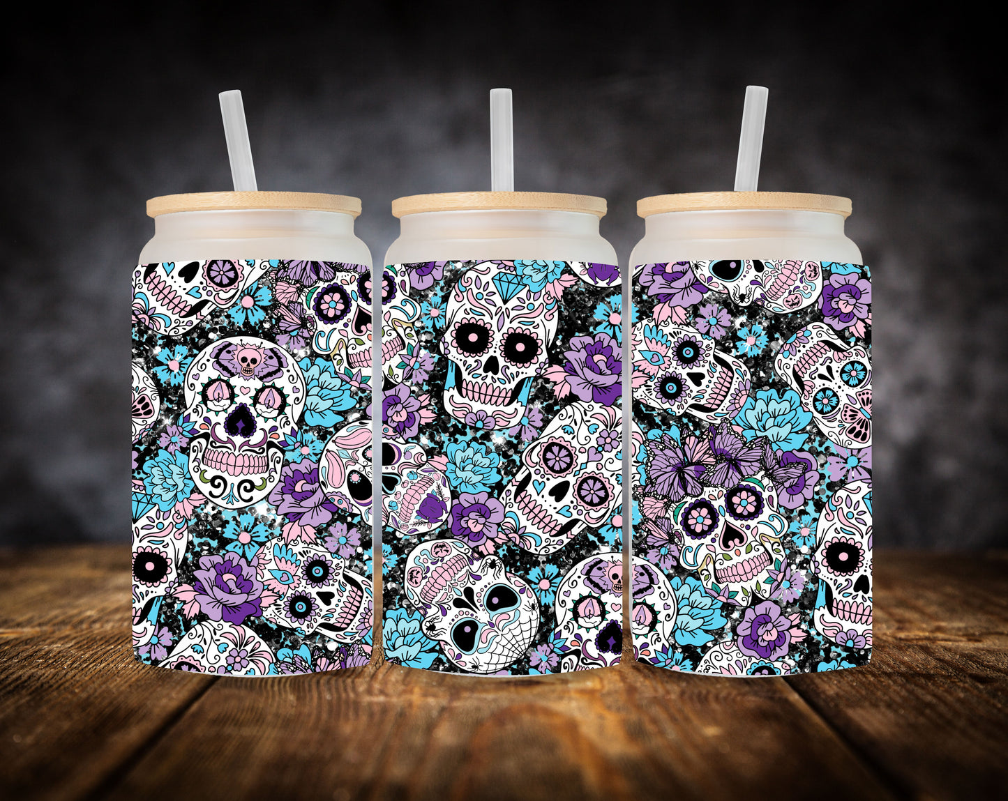 Glass Can- Sugar Skulls