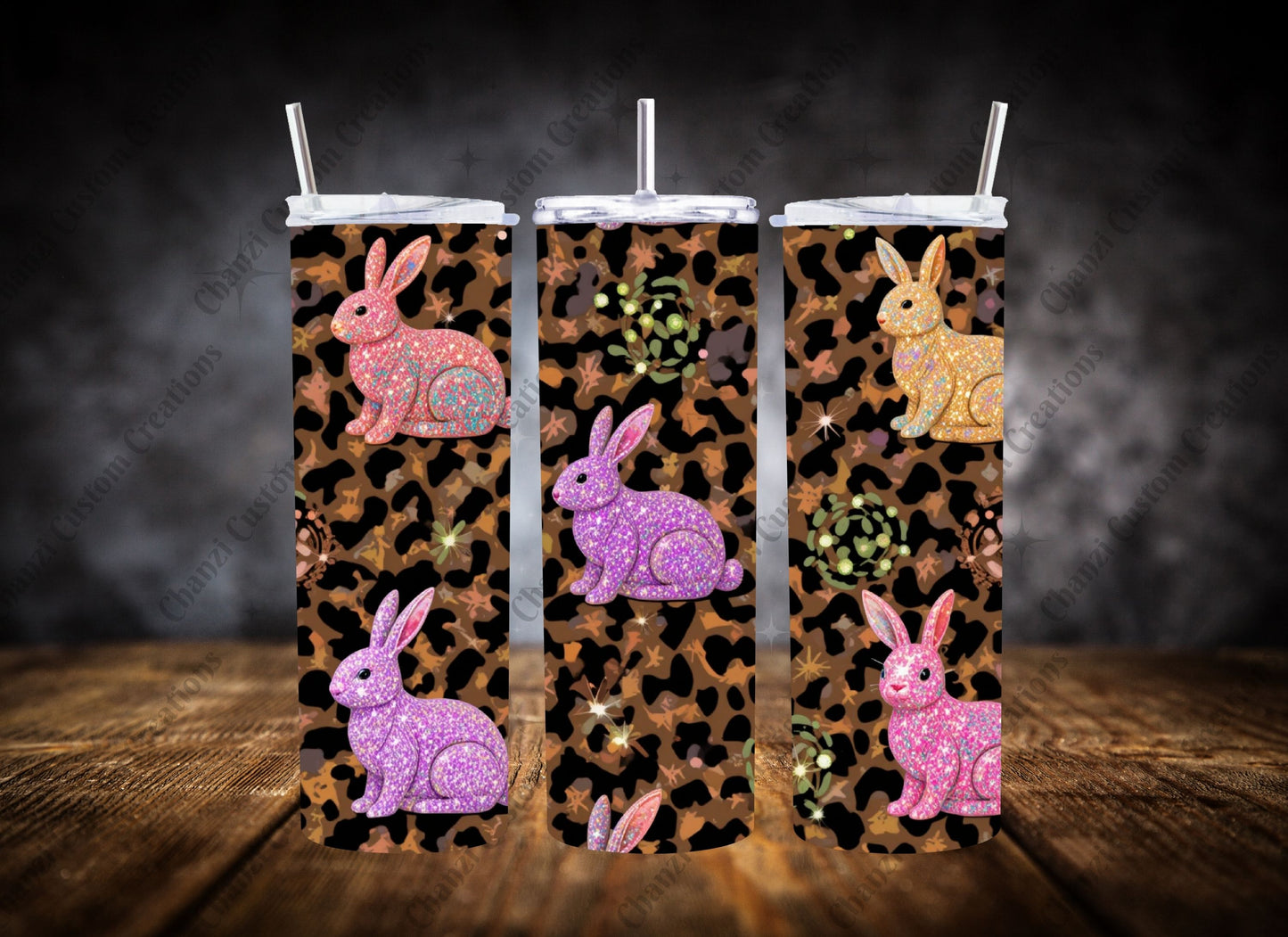 20oz Tumbler Leopard Bunnies