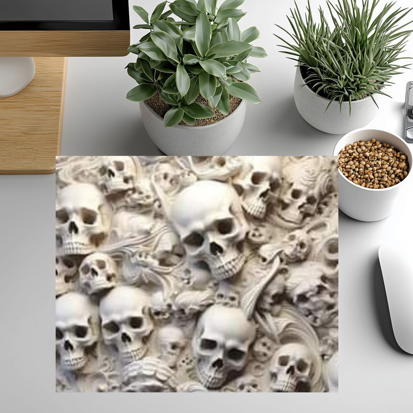 Mouse Pad- White Skulls