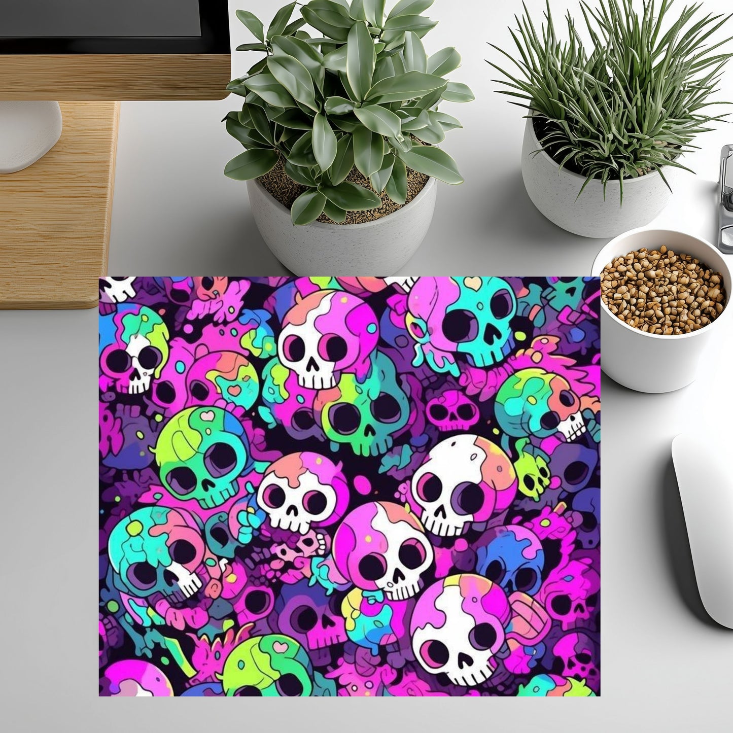 Mouse Pad- Colorful Highlighted Skulls
