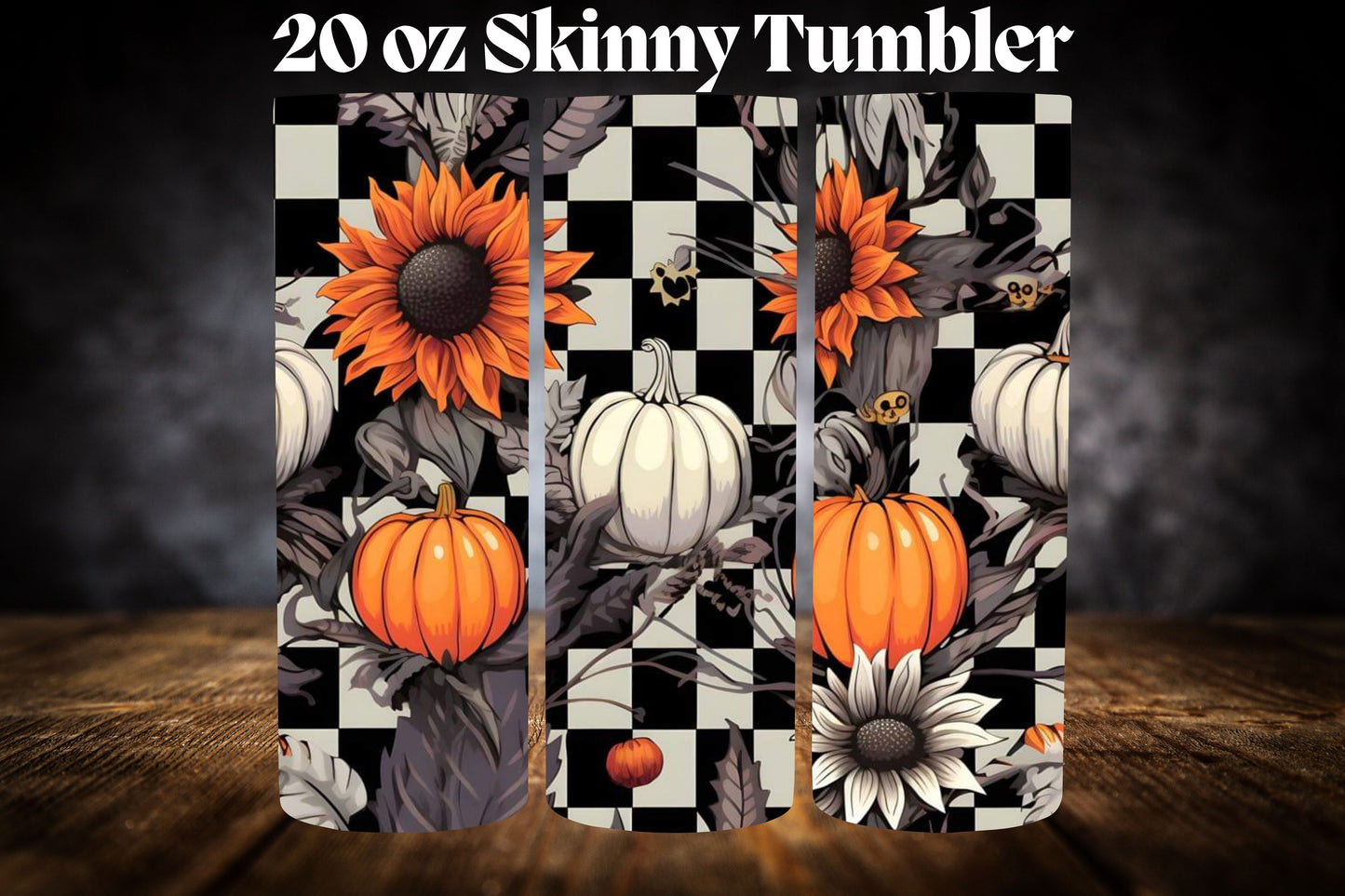 20oz Tumbler- Checkered Pumpkins