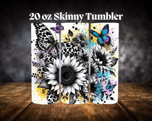 20oz Tumbler- Flower Butterfly