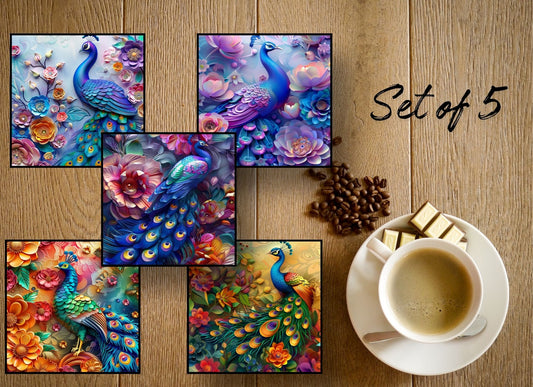 Drink Coasters-Peacocks