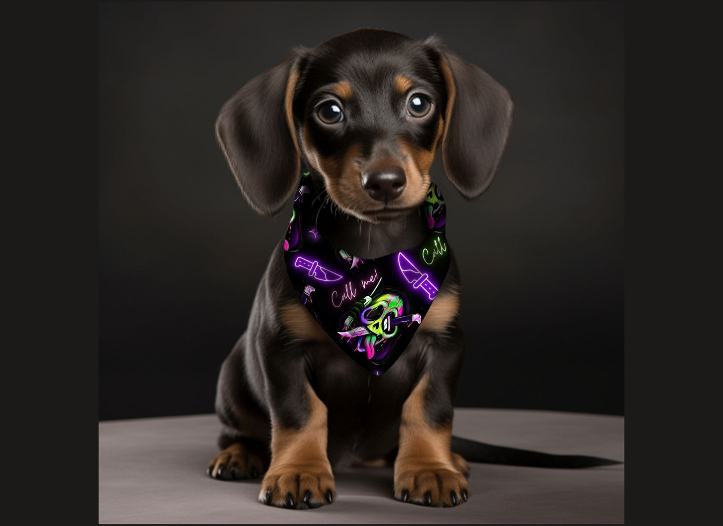 Dog Bandana-Neon Call Me Print