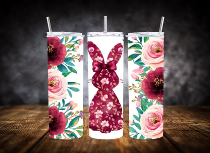 20oz Tumbler  Floral Easter Bunny Set #1