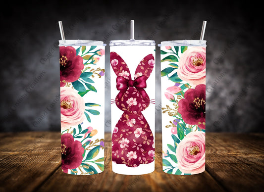 20oz Tumbler  Floral Easter Bunny Set #1