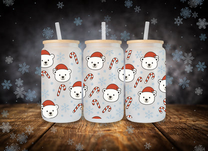 Glass Can Christmas Polar Bear