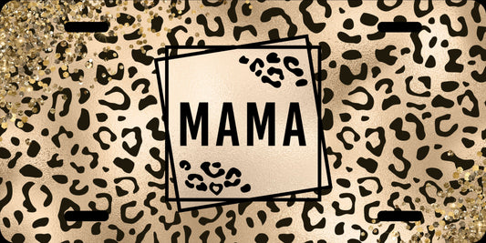License Plate  Mama Leopard Print