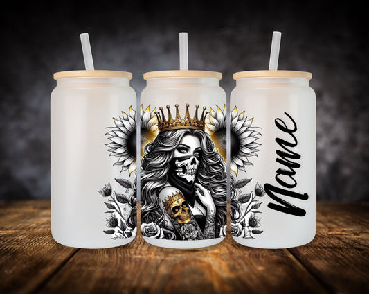 Glass Can- Girl With Crown W/Name
