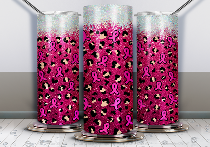 20oz Tumbler- Pink Ribbon and Animal Print