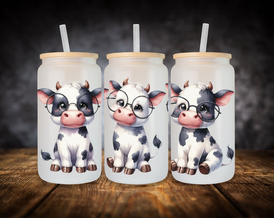 Glass Can-Cows W/Glasses