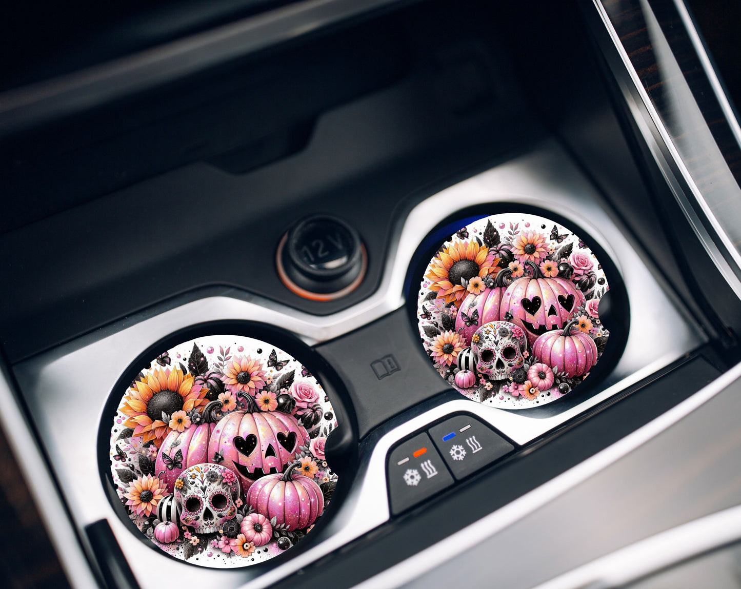 Car Coasters- Pink Pumpkins