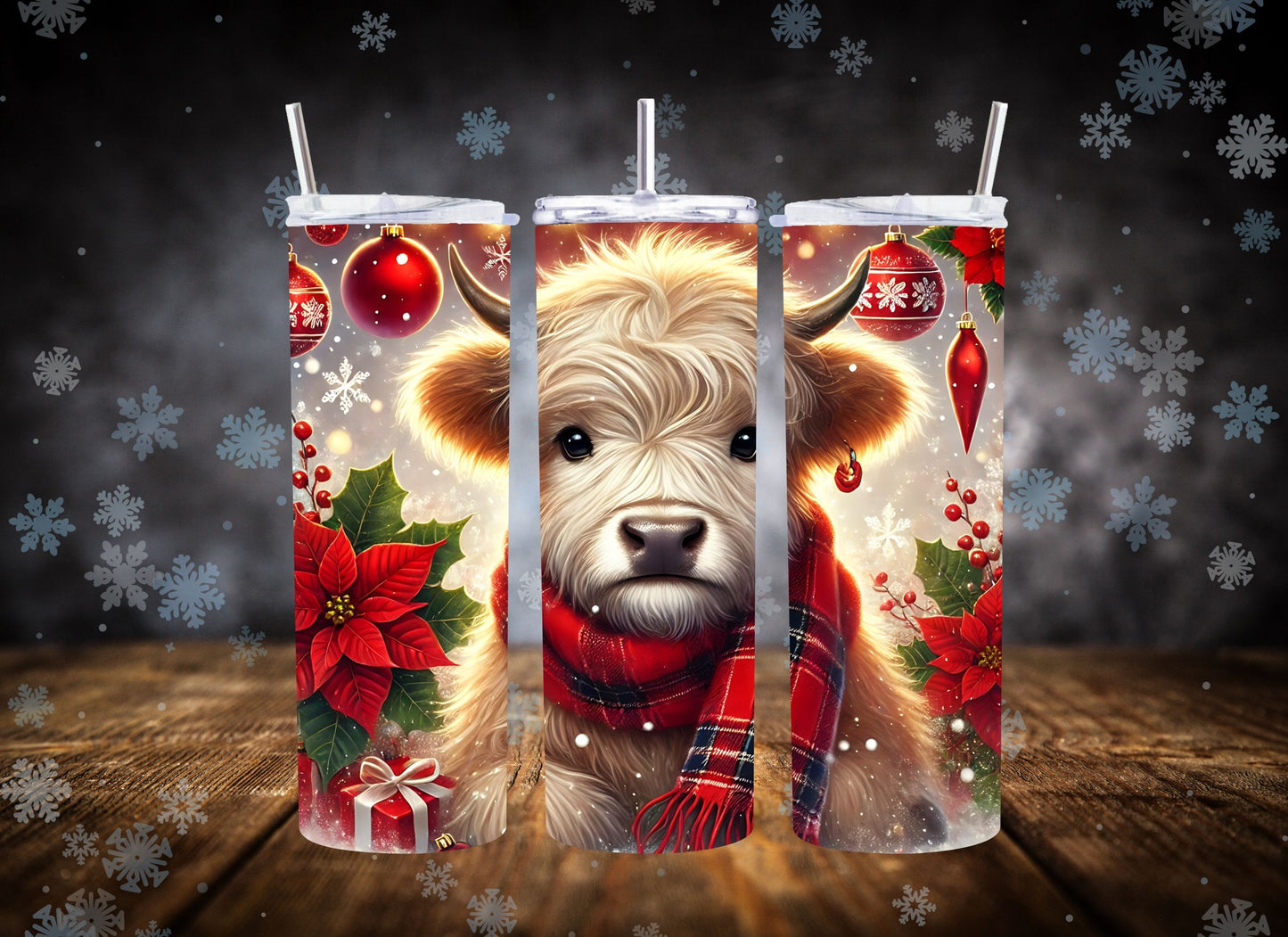 20oz Tumbler Red Scarf and Holly