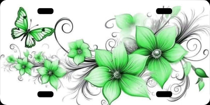 License Plate- Pastel Flowers Butterfly