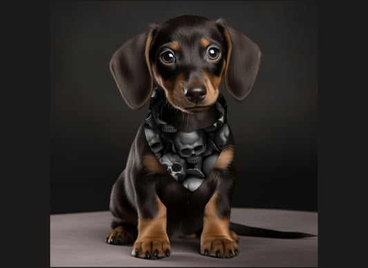 Dog Bandana-Colored Skulls Print