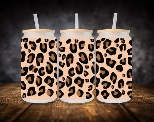 Glass Can-Leopard Print