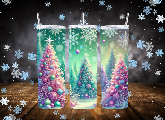 20oz Tumbler Pastel Christmas Trees