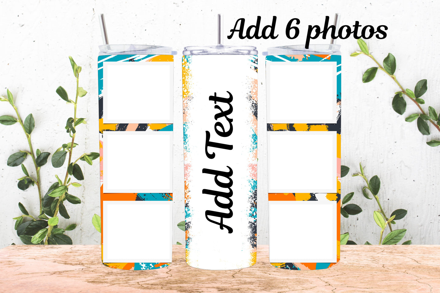 20oz Photo Tumbler Brush Strokes W/Name 6