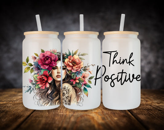 Glass Can- Girl-Flowers in Hair
