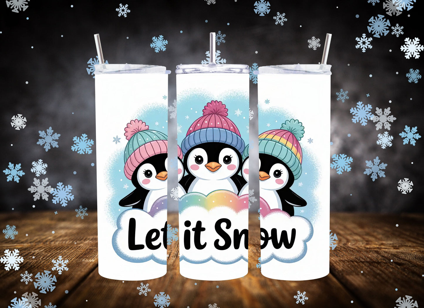 20oz Tumbler Let It Snow Penguin