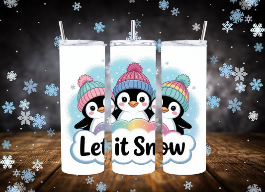 20oz Tumbler Let It Snow Penguin