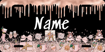 License Plate  Pink Christmas Drip W/Name
