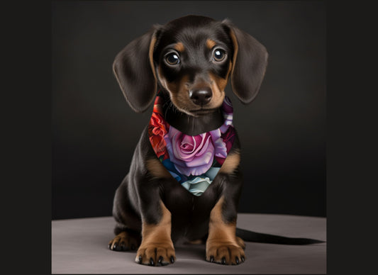 Dog Bandana-Roses & Flowers Print  Multi